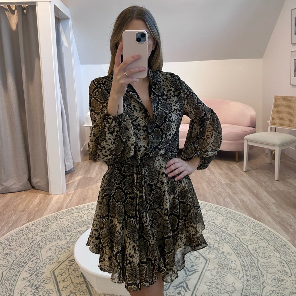 Olivaceous Snake Print Dress